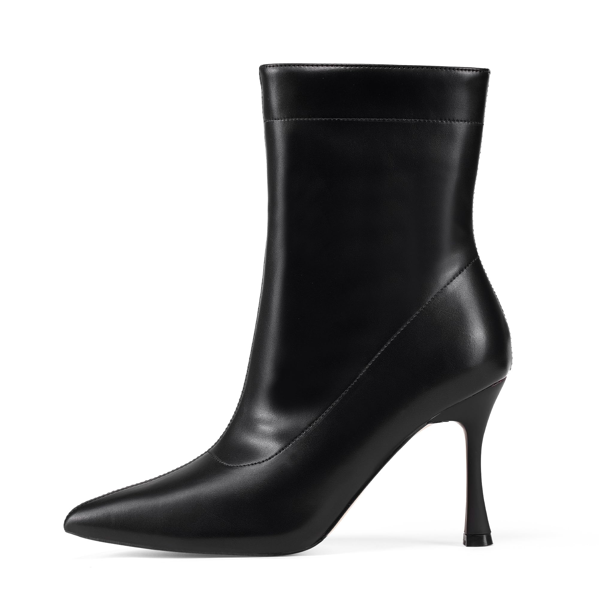 Damskie botki 9 cm szpiczasty nosek - średni obcas szpilki buty robocze dla kobiet modne krótkie buty czarne 8, Czarny, 39.5 EU