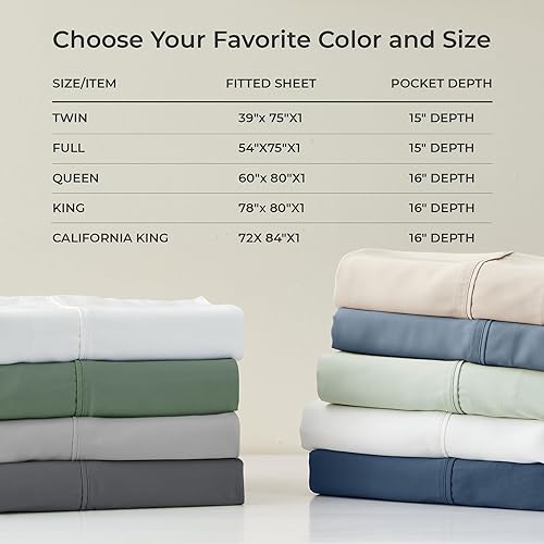 Miniatura 7 de GOKOTTA Sábana bajera ajustable de rayón de bambú con bolsillo de 16 pulgadas, sábana inferior súper suave y refrescante con 4 correas elásticas en
