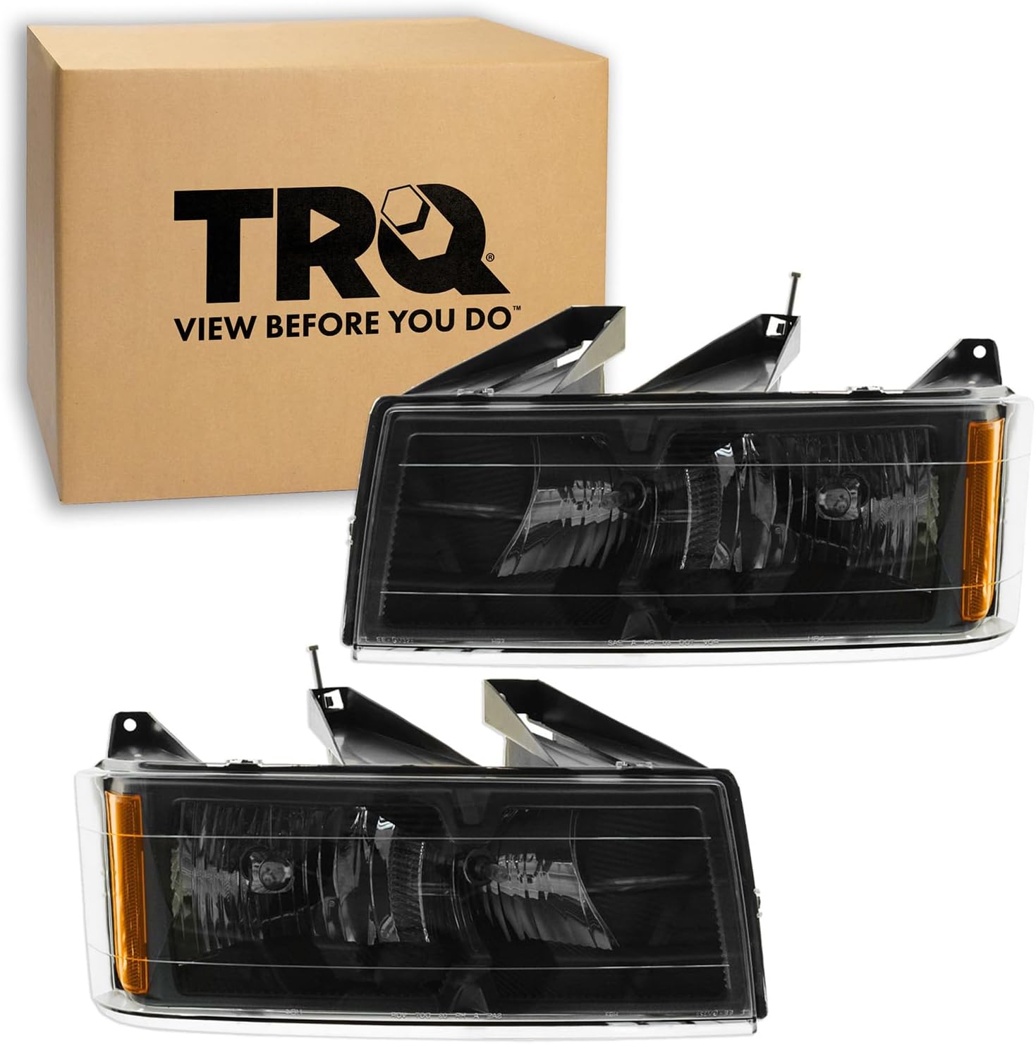 TRQ Driver & Passenger Side Headlight Assembly Set Headlights Driver & Passenger Side Compatible with 04-12 Canyon Colorado 06 i-280 07-08 i-290 i-350 i-370 GM2502234 GM2503234