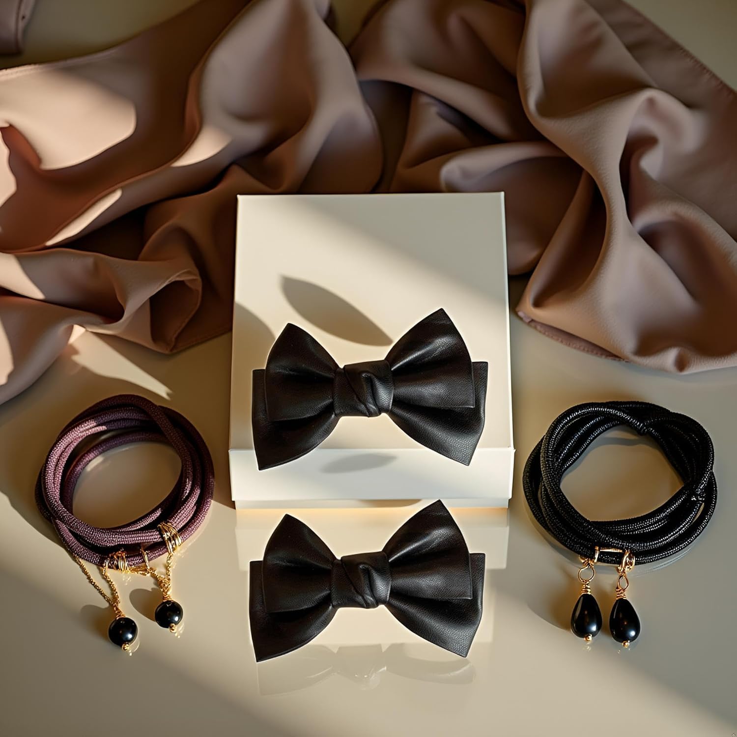 2 fermagli per capelli in pelle ecologica in poliuretano, con fiocco, stile coreano, accessori per capelli per donne e ragazze, accessori per capelli per donne e ragazze, accessori per capelli