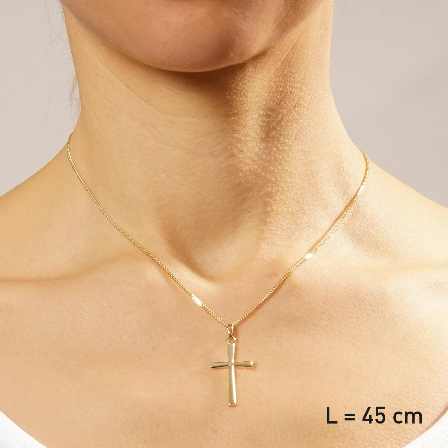 trendor Kreuz-Anhänger 585 Gold an vergoldeter Silberkette 28163 | zeitloser Halsschmuck für Damen und Herren, elegantes Accessoire