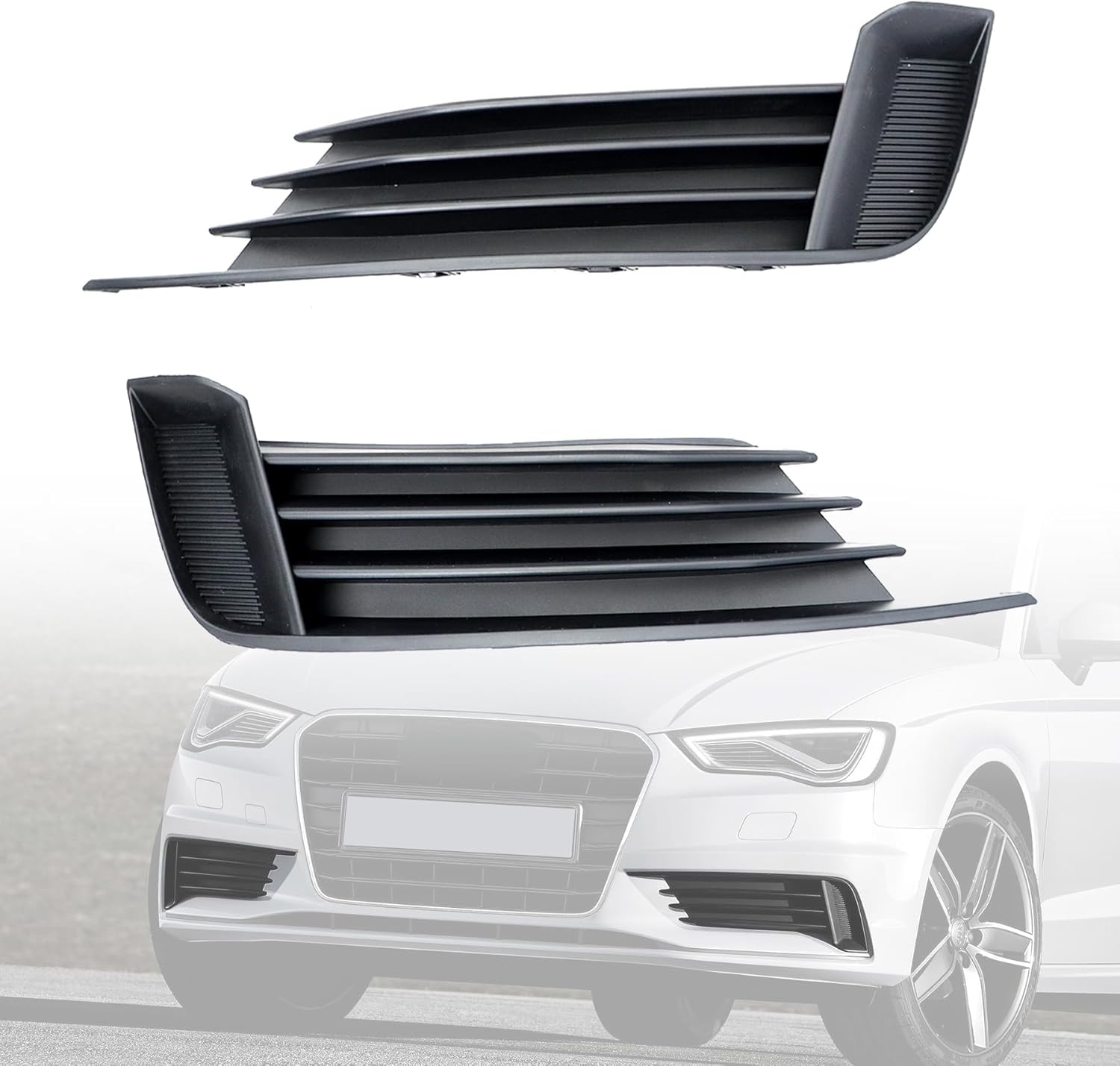 XQSMWF 1 Pair Bumper Grills Lower Front Left and Right Side Fit for Audi A3 S3 2013-2017, Replace 8V58076829B9 8V58076819B9 AU1038141 AU1039141, Front Bumper Fog Lamp Light Grille Cover Bezel Trim