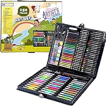 KARP Children Deluxe Art Drawing Set for Kids Case Art and Craft Supplies Drawing and Painting Set Great Gift (150Pcs -Black)