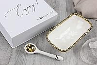 Vista 8 de Pampa Bay Get Gifty Bowl and Spoon Set, Wavy Gold Design