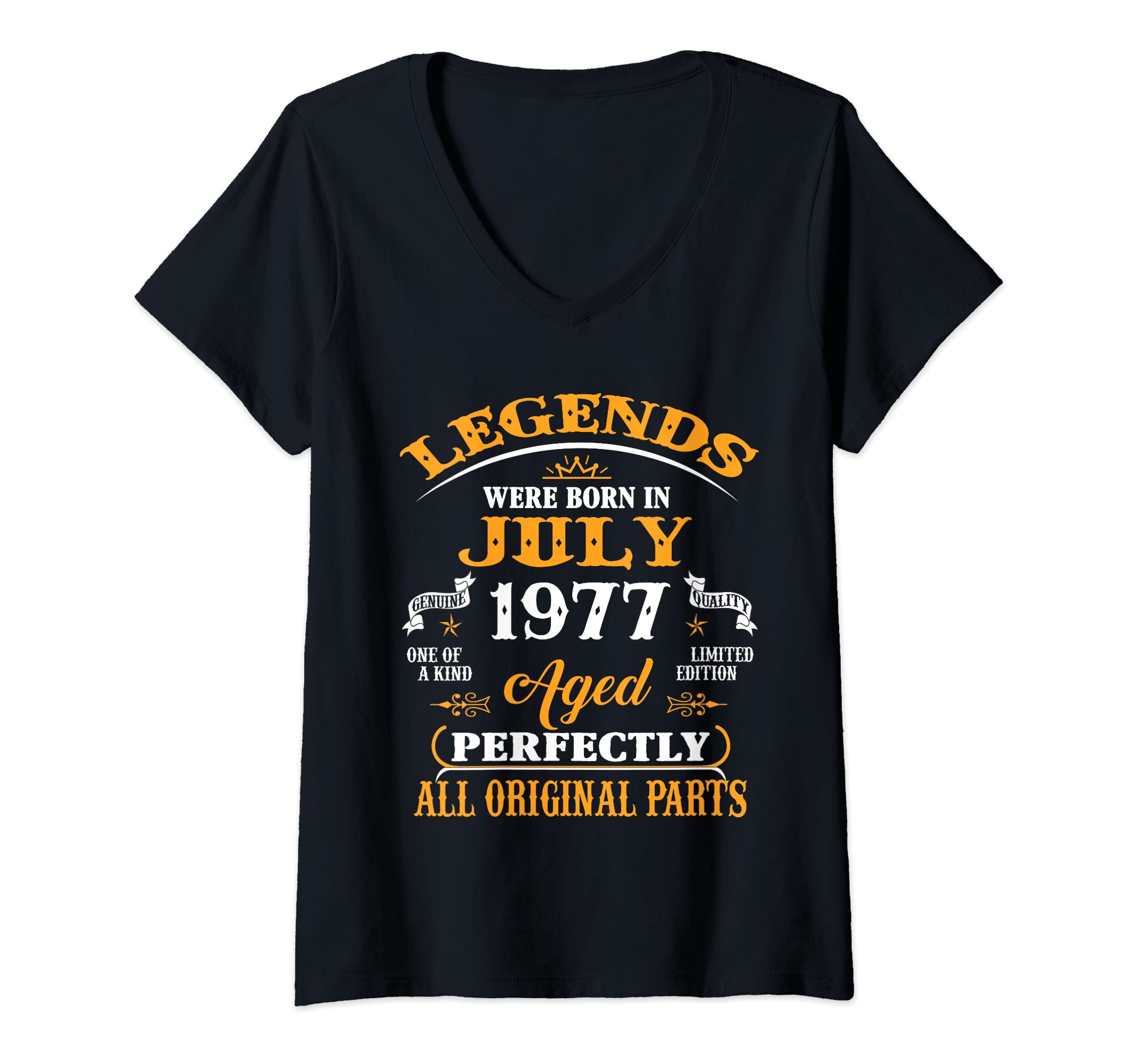 46th Birthday Gift Legends Born In July 1977 46 Years Old V-Neck T-Shirt