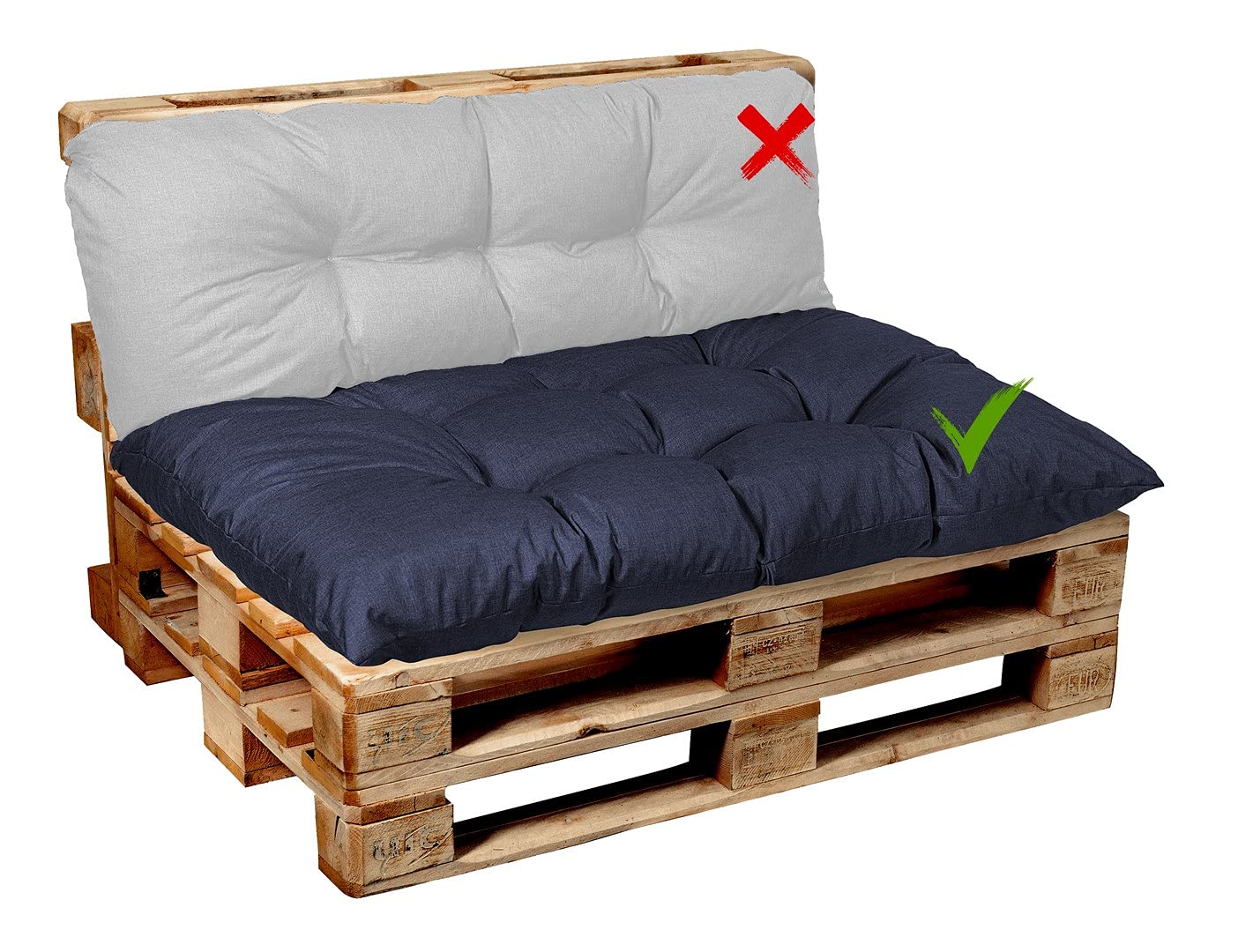 Garden Factory Palletkussen, zitkussen, rugkussen of set, gewatteerd Hoekkussen 60x40 Donkerblauw