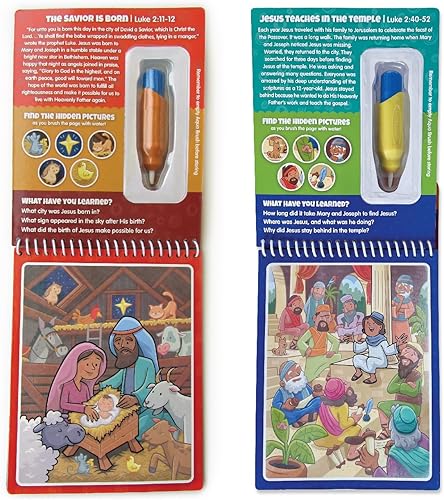 Miniatura 9 de Paquete de 2 pinceles Aqua  Antiguo Testamento #1 y Antiguo Testamento #2 con libros de actividades acuáticas, escuela bíblica, preescolar,