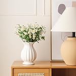 8 Inch White Ceramic Vase, Modern Art Decorative Vase Flower Vases for Bouquet