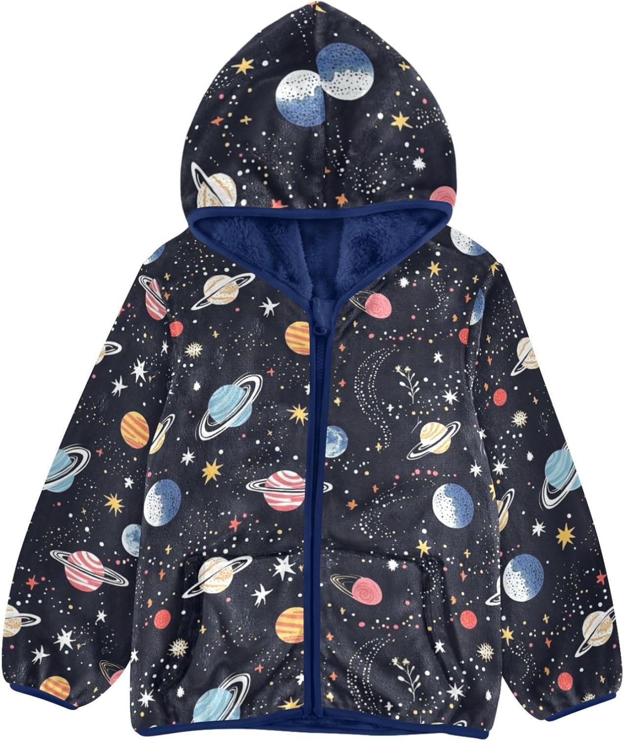 GuoChe Toddler Fleece Jacket with Hood Children Clothing Navy Blue Baby Zipper Hoodie 3T