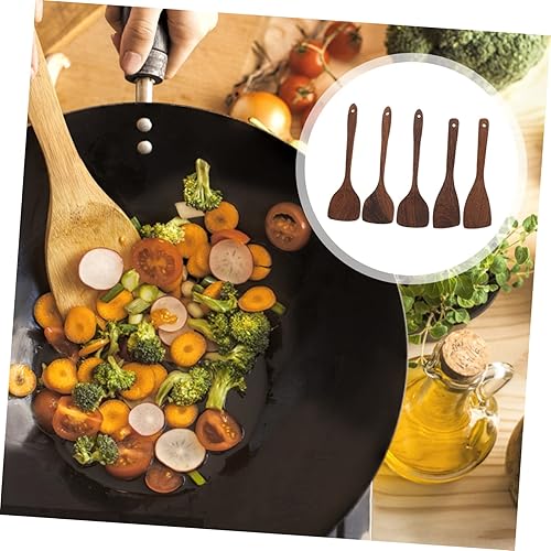 Miniatura 6 de Juego de utensilios de cocina de madera de 5 piezas para utensilios de cocina antiadherentes, cuchara de sopa de mango largo, práctica pala de