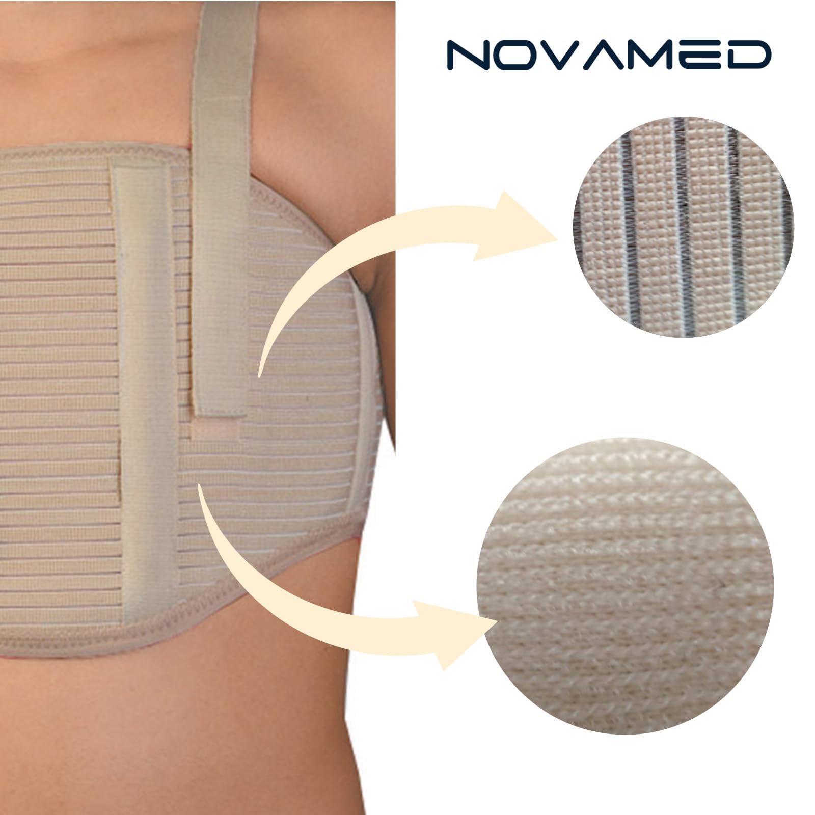 NOVAMED Brustkorsett mit Hosenträgern – ideal für die postoperative Regeneration, gebrochene Rippen und Brustbein