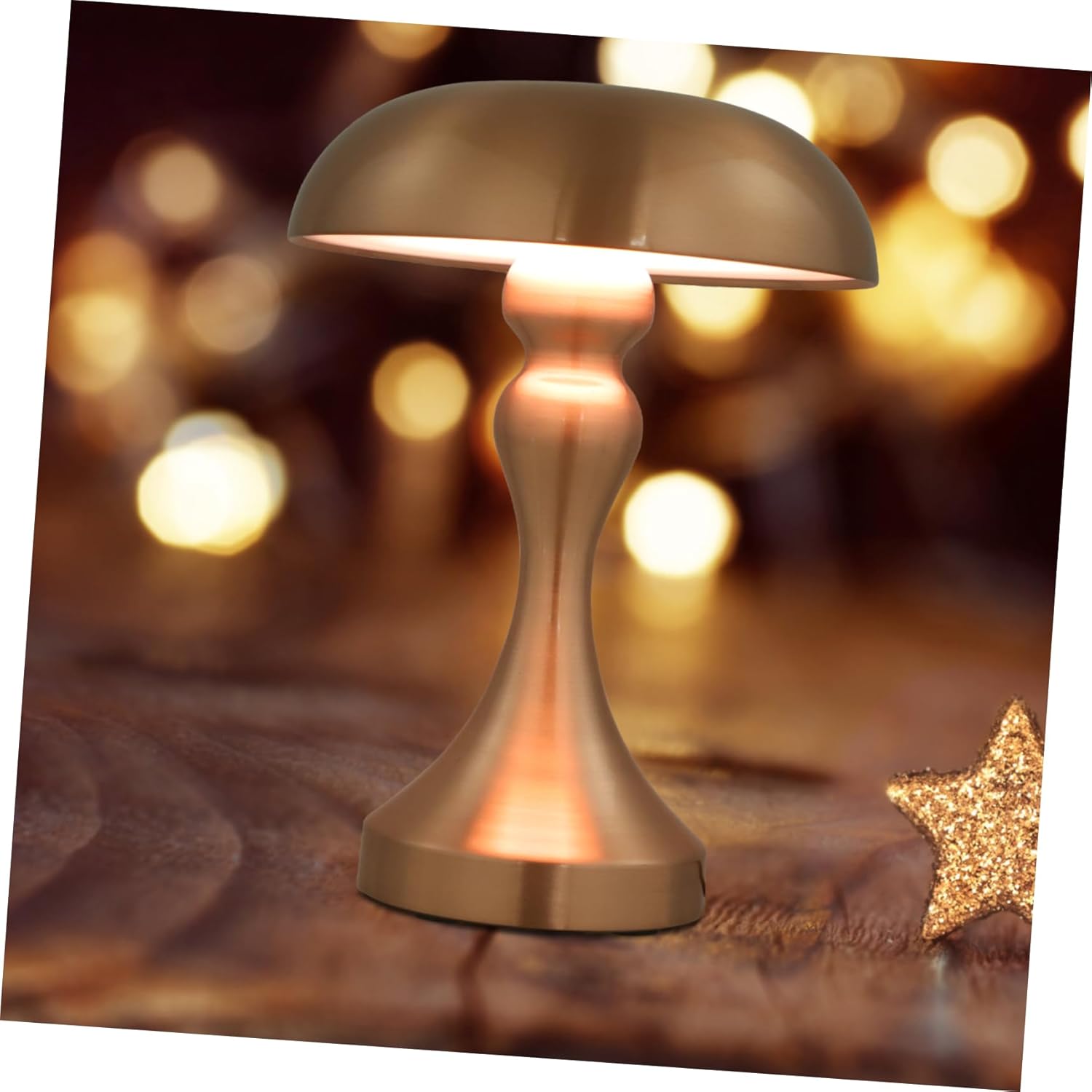 Mushroom Table Lamp Touch Control Rechargeable USB Night Light for Bedroom Dimmable Decorative Desktop Lamp Linen Shade