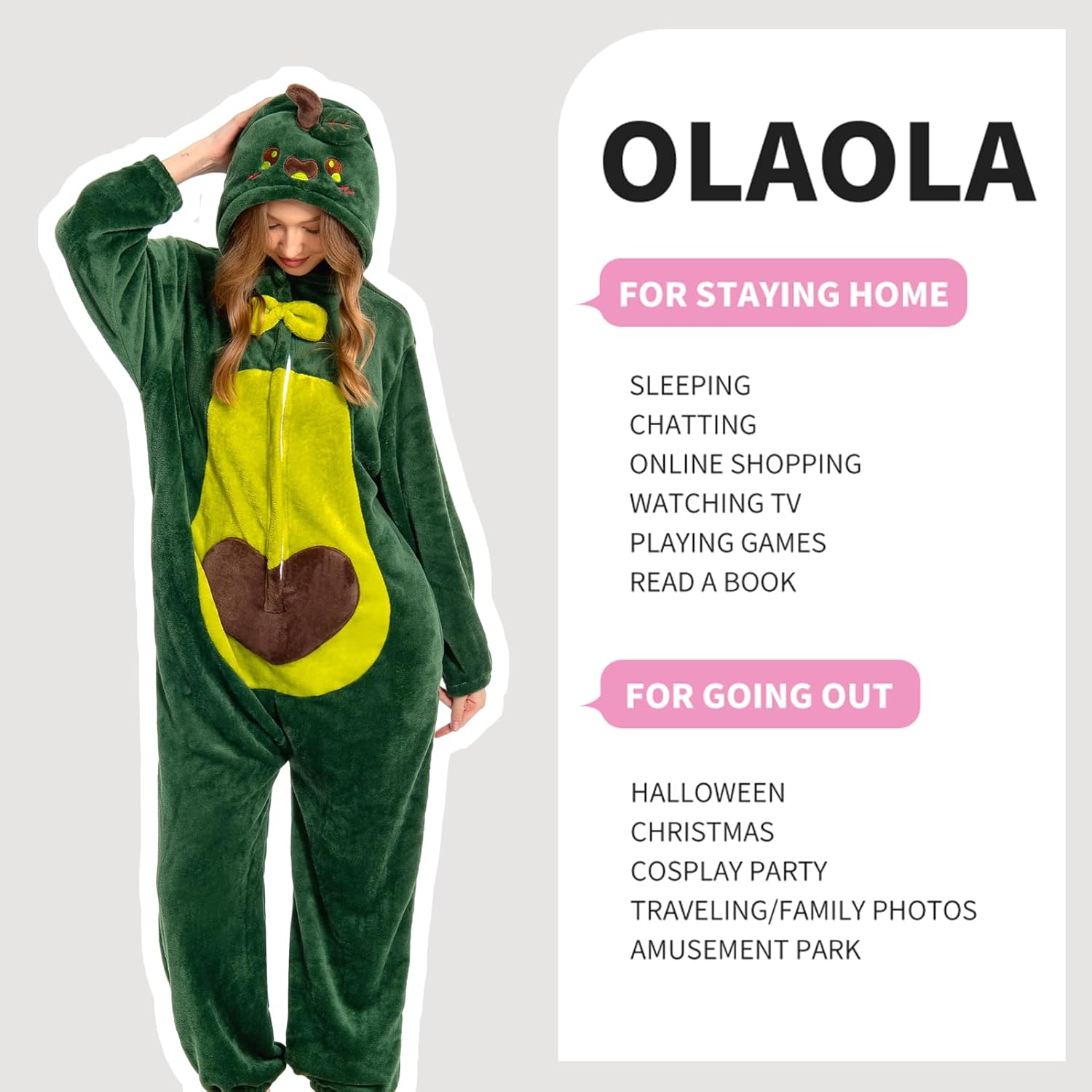 OLAOLA Adult Onesie, Flannel Unisex Animal Pajamas, Plush One Piece Sleepwear Cosplay Party Costume - Image 4
