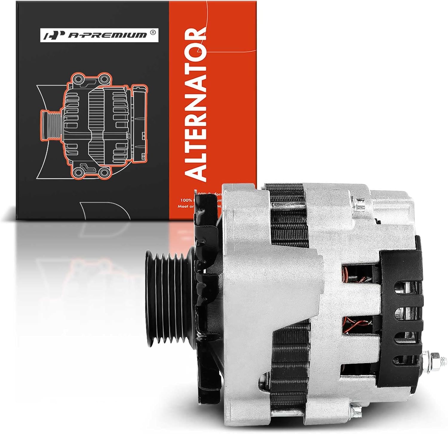 A-Premium Alternator Compatible with Chevy Corvette 1986 V8 5.7L, 105Amp 12V 6-Groove Pulley Clockwise, Replace# 10463323, 10497122, 1105678