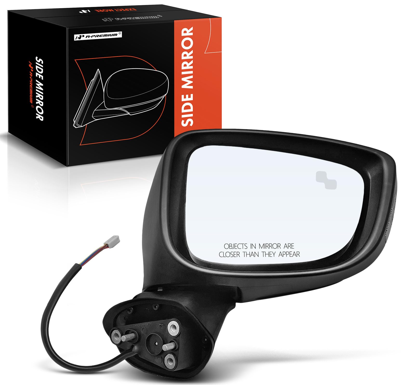 A-Premium Passenger Side Power Door Mirror - Compatible with Mazda 3 2014 2015 2016 - Heated Manual Folding Black Outside Rear View Mirror w/Turn