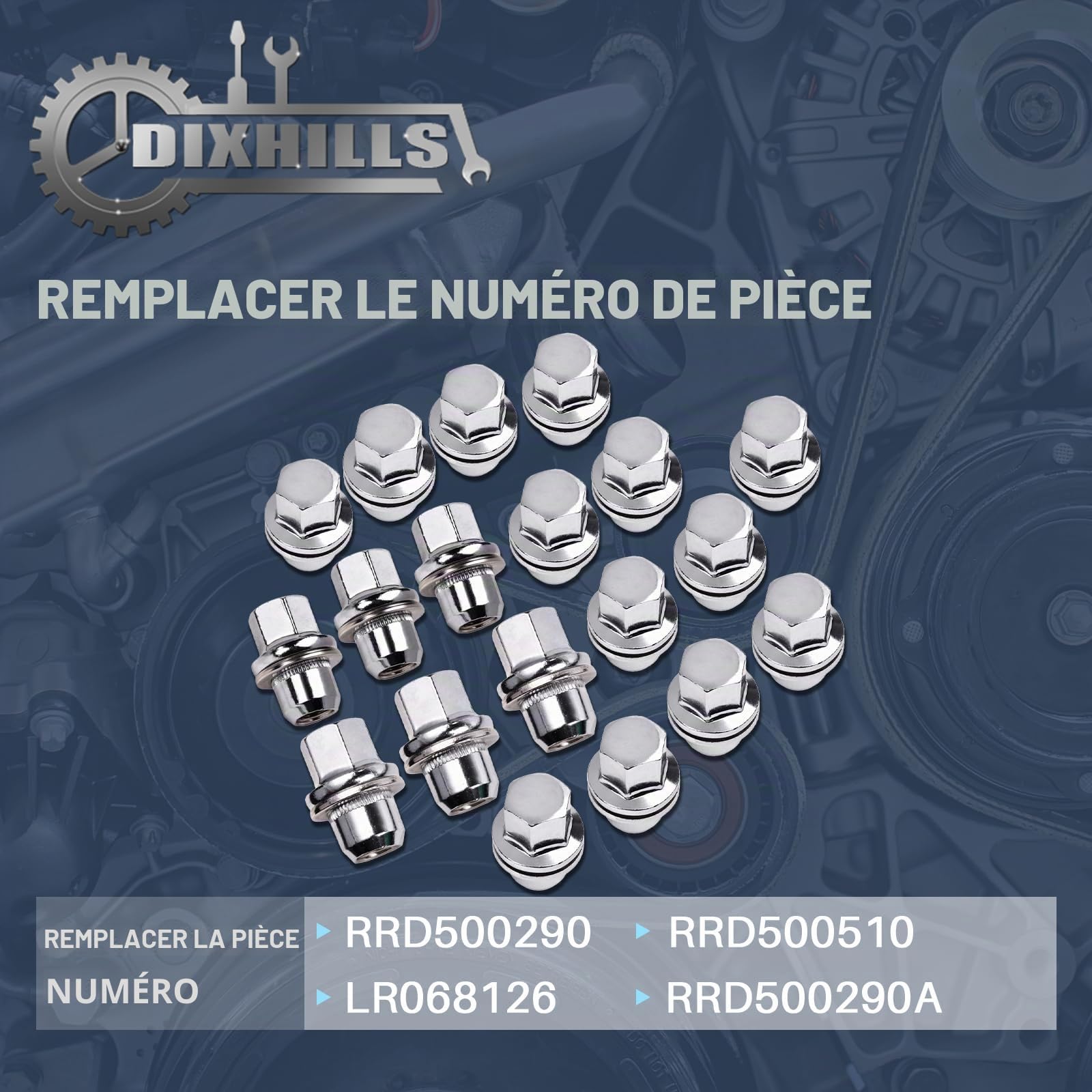 Ensemble de 20 écrous en alliage d'acier, compatibles avec LR Sport 2005-2013, Discovery LR3 LR4 2004-2014, L322 2006-2012, pièce de rechange pour LR068126 RRD500290