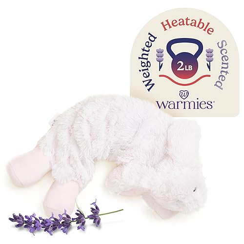 warmies Microwavable Neck & Shoulder Wrap - Heating & Cooling Plush Pad for Calming Relaxation - Weighted & Heated Neck Warmer with Scented Lavender - Microwave Heat Pad for Aches & Pain - Bunny