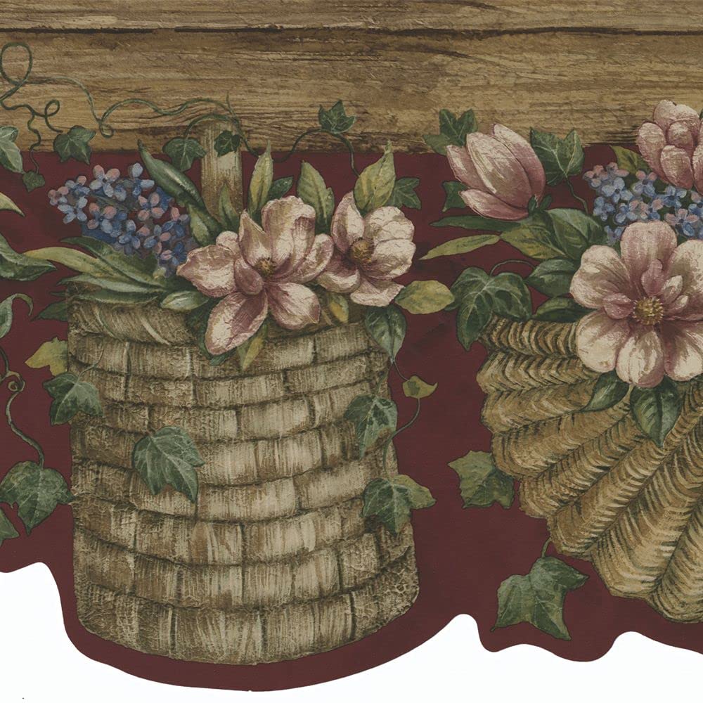 Bordure murale à motif floral Concord BSB7071B pour cuisine, salon et salle à manger, 4,5x21,6 cm