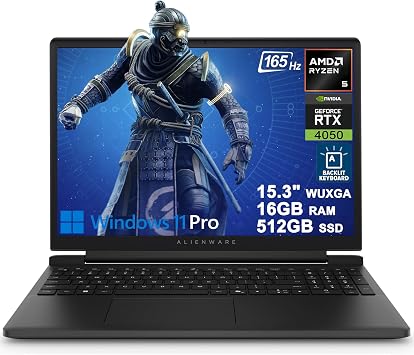 Dell Alienware 15 Gaming Laptop 15.3" WUXGA 165Hz AMD 6-core Ryzen 5 220 16GB RAM 512GB SSD GeForce RTX 4050 Type-c Backlit Win11Pro