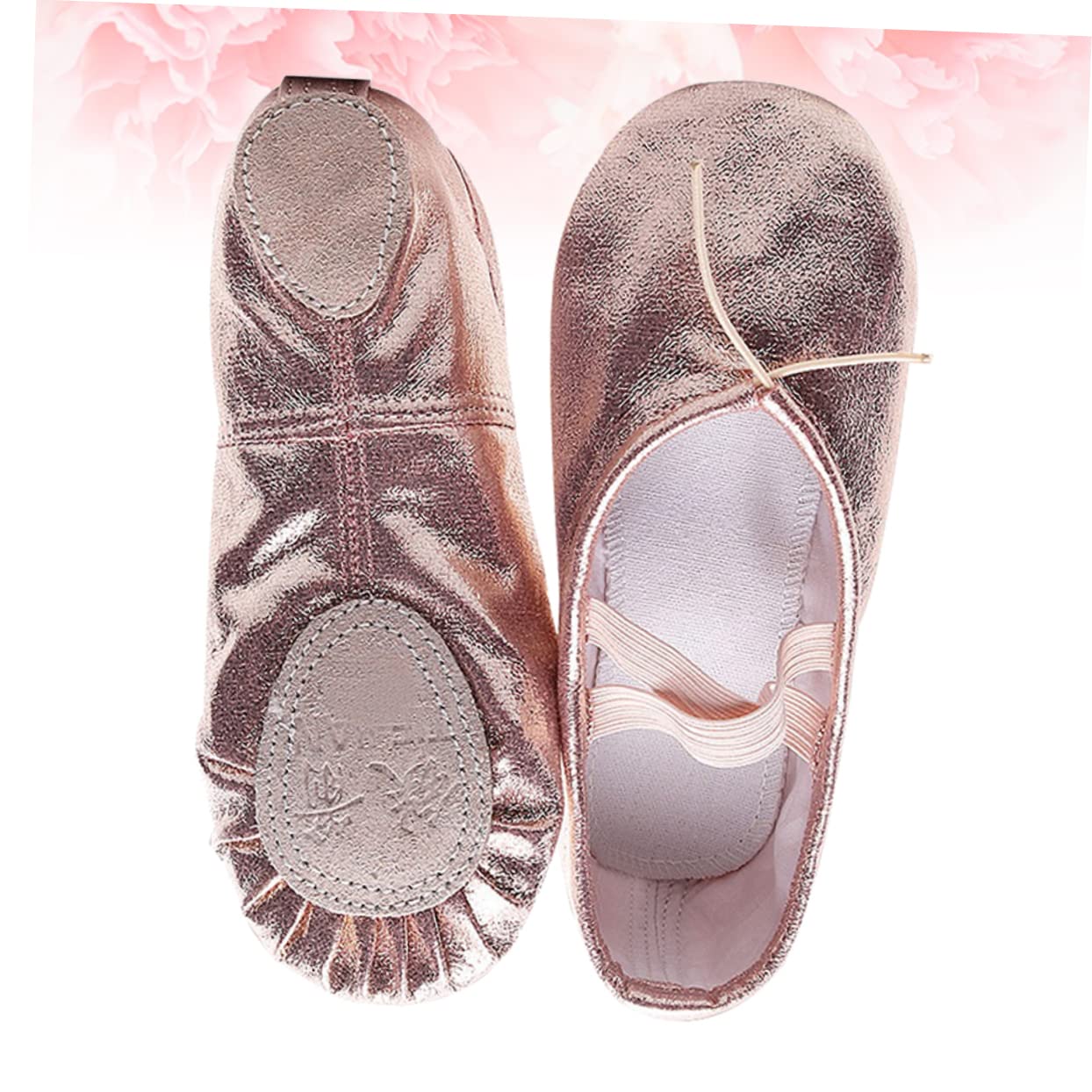 PLAFOPE Girls Pu Leather Dance Shoes Non- Cross Elastic Band Performance Footwear for Boy Girl for Daily Wear Parties and Dance Activities Pink