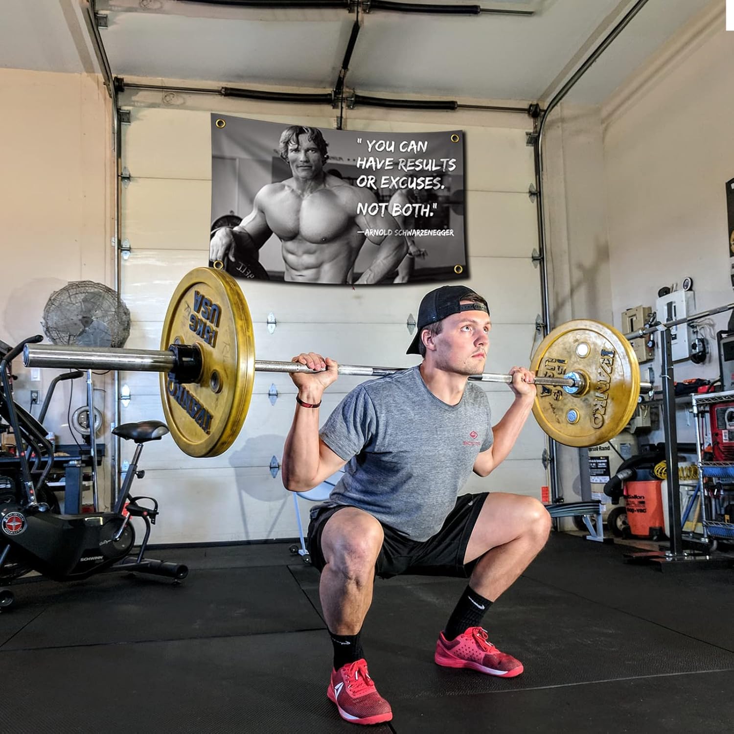 Arnold Schwarzenegger You Can Have Results Or Excuses. Not Both. 3x5 Feet Flag Inspirational Poster Durable Man Cave Wall Flag with Brass Grommets This beautiful entertaining banner flag for College - Image 3