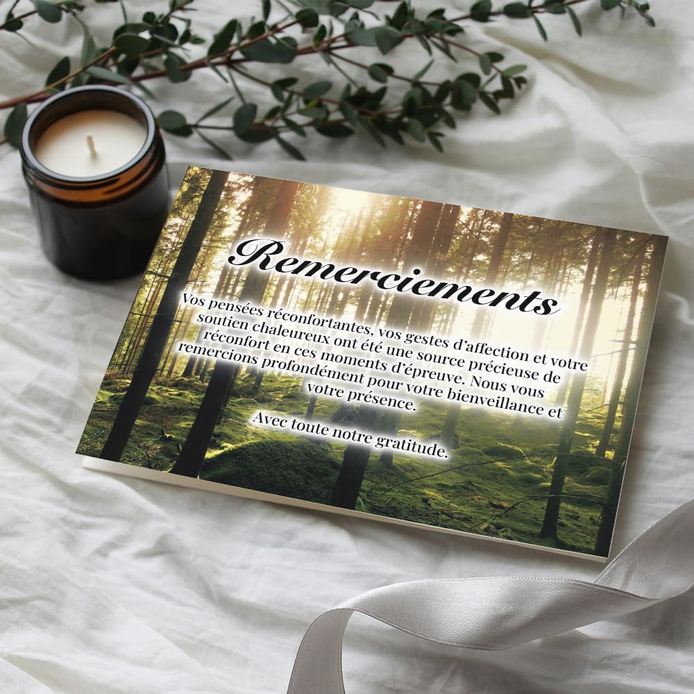 UTTSCHEID Lot de 30 - Cartes Remerciement - Deuil – Condoléances - Décès Obsèques - Cartes avec Enveloppes – Format A6 (10,5 x 14,8 cm) - Paix naturelle
