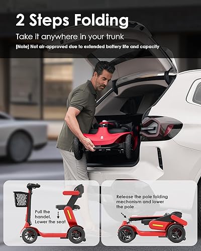 Miniatura 2 de Glashow Scooter de movilidad S3, scooter de movilidad plegable para adultos ancianos, ayuda de movilidad motorizada eléctrica con sistema de