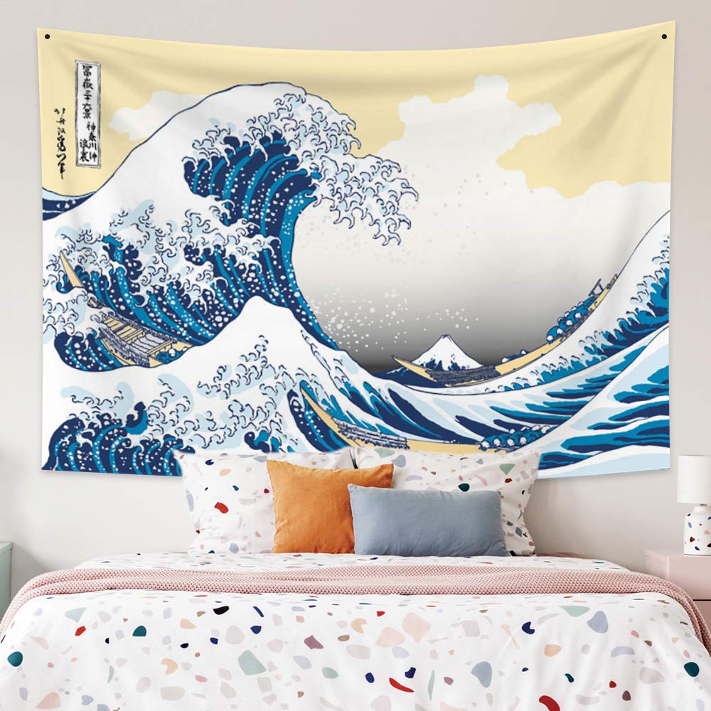 掛け軸 タペストリー　神奈川沖浪裏◆葛飾北斎 （工芸作品・新品) Amazon.co.jp: タペストリー 掛ける絵 葛飾北斎 富嶽三十六景