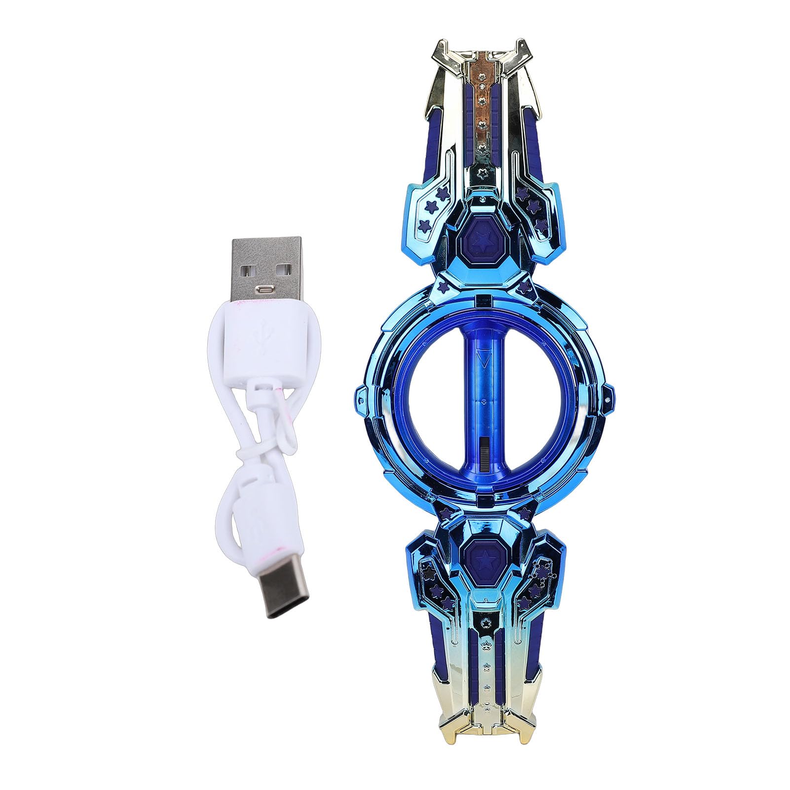 Jouet épée Rétractable, Sabre Rotatif à Double Tranchant avec Lumières LED Colorées, pour Enfants, Cadeau d'anniversaire, Jeux D'intérieur et D'extérieur (Blue)
