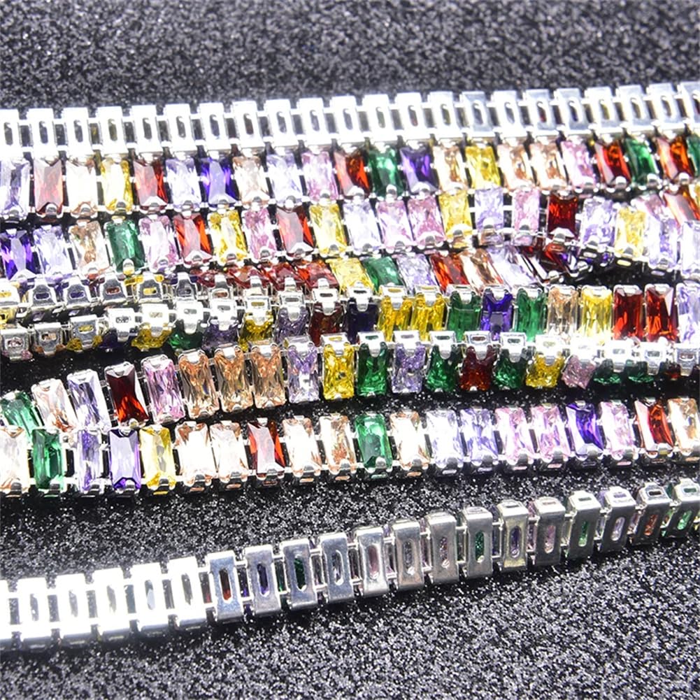 Kryształowe paski łańcuchowe ze strasu, prostokąt austriacki cyrkon diamentowy łańcuszek na kubek 3 x 6 mm kolorowe 50 cm 100 cm wykończenie do szycia