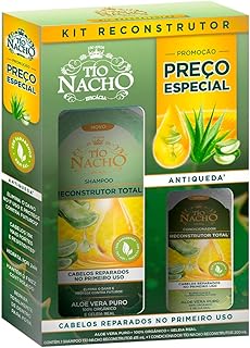 KIT Tio Nacho Shampoo RECONSTRUTOR TOTAL 415ml + Condicionador RECONSTRUTOR TOTAL 200ml, com ALOE VERA 100% ORGÂNICO, hidrata e controla o frizz