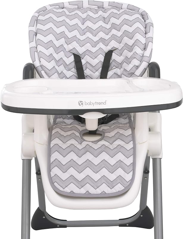 Soft Gray and White Chevron High Chair Pad | Easy to Install Replacement Cushion Fits Most 3-5 Point Harness High Chairs