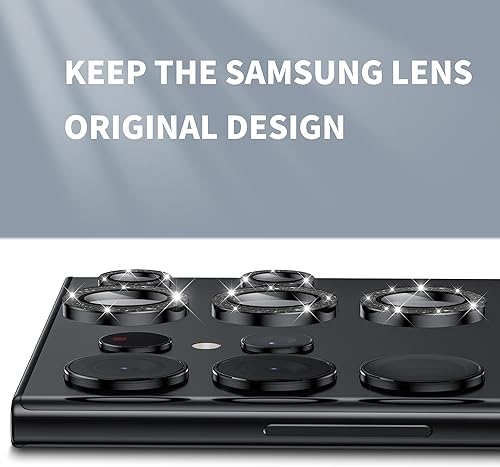 Miniatura 4 de Hoerrye Protector de lente de cámara para Samsung Galaxy S23 Ultra, compatible con fundas, vidrio templado 9H antiarañazos, círculo de protección