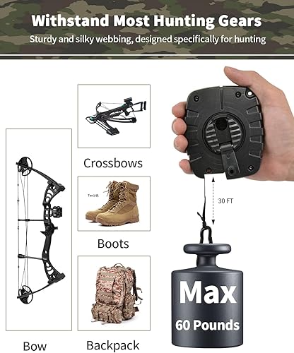 Miniatura 5 de Treestand Gear - Polipasto retráctil de seguridad con arco y engranaje para caza, accesorios de equipo de caza de arco de 30 pies para cazador de