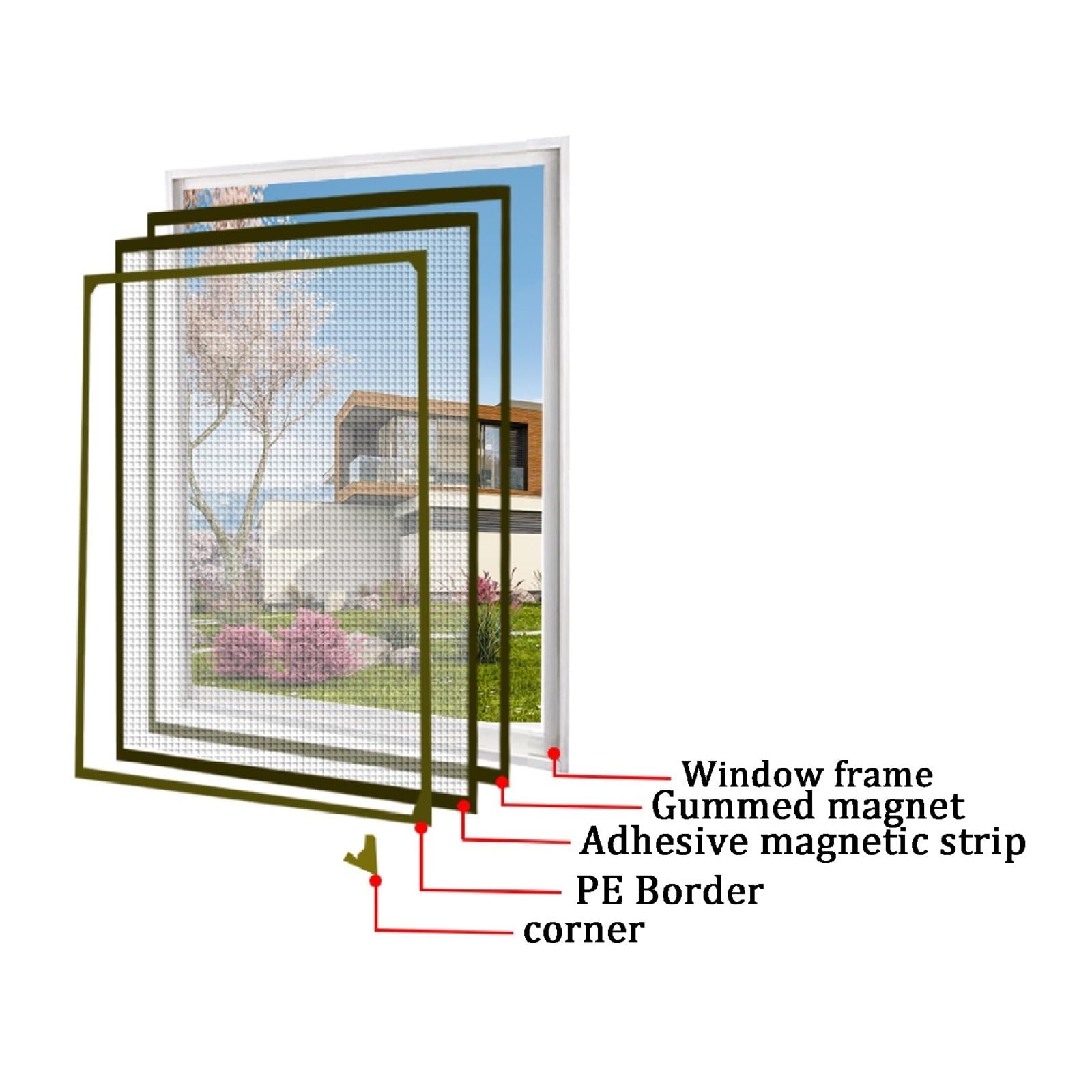 DGAMHF Fliegengitter for Fenster, Weißes Magnetisches Insektenschutzgitter for Fenster, Fensternetze for Schutz Vor Insekten, Einfache Installation(250x300cm)