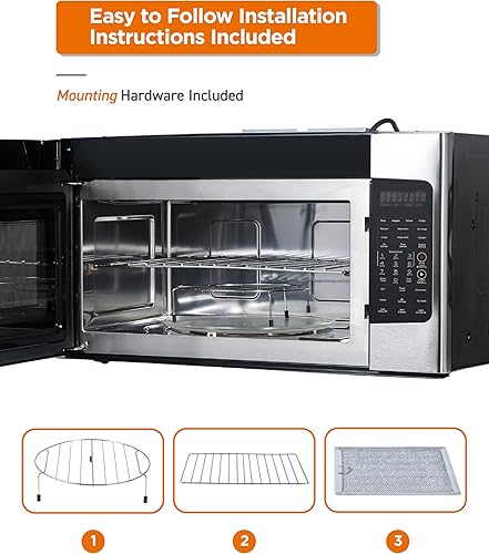 Vista 12 de COMMERCIAL CHEF Microondas de 0.7 pies cúbicos con 10 niveles de potencia, microondas de 700 W con pantalla digital, con cerradura de puerta de Negro