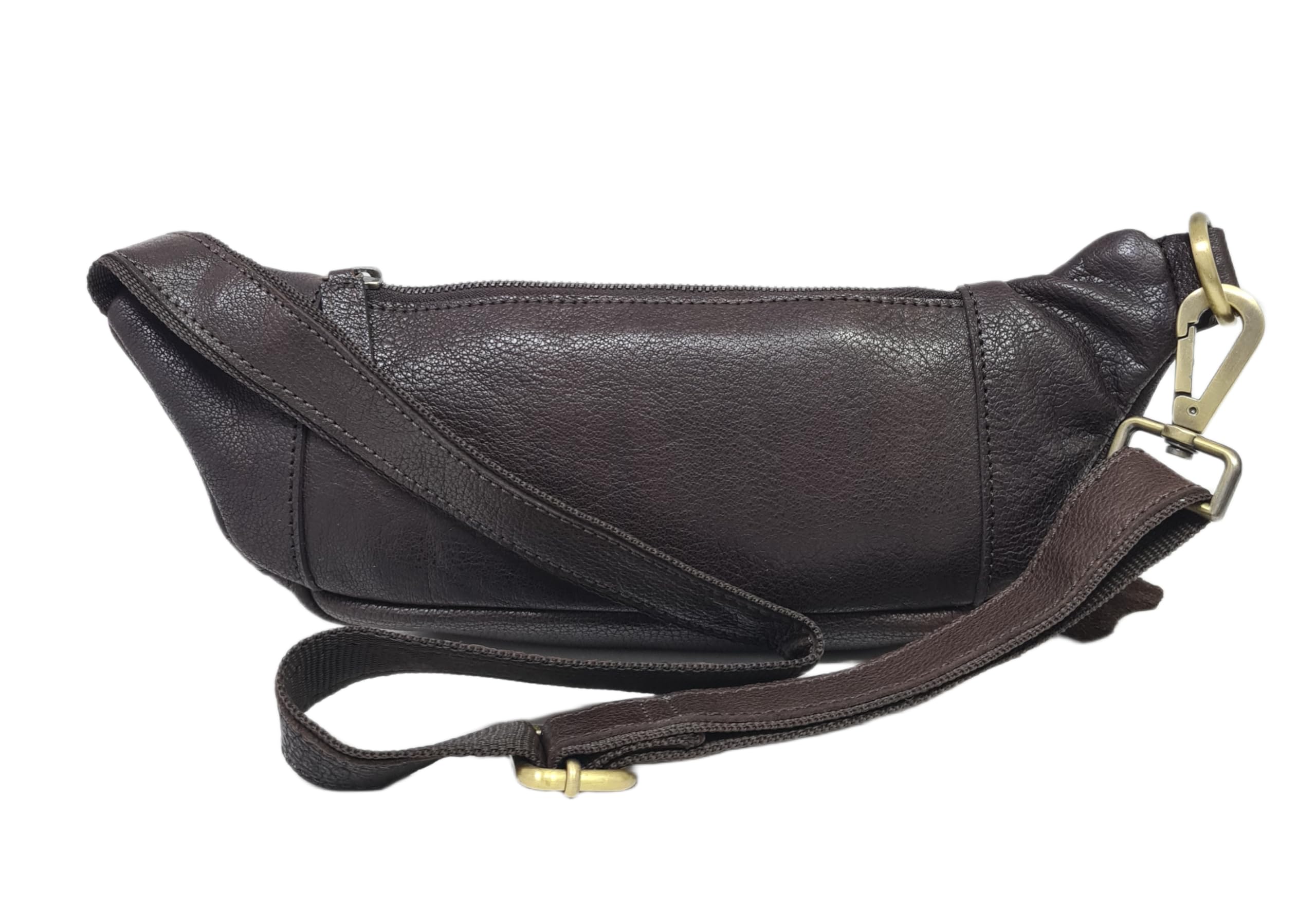 Luigi Benetton Marsupio Uomo 100% Pelle Bovina, con Tasche Frontale e Posteriore con Zip, Cintura Regolabile, Dimensioni 30x10x8,5 cm, Nero,Marrone e Testa di Moro. ART. 111023