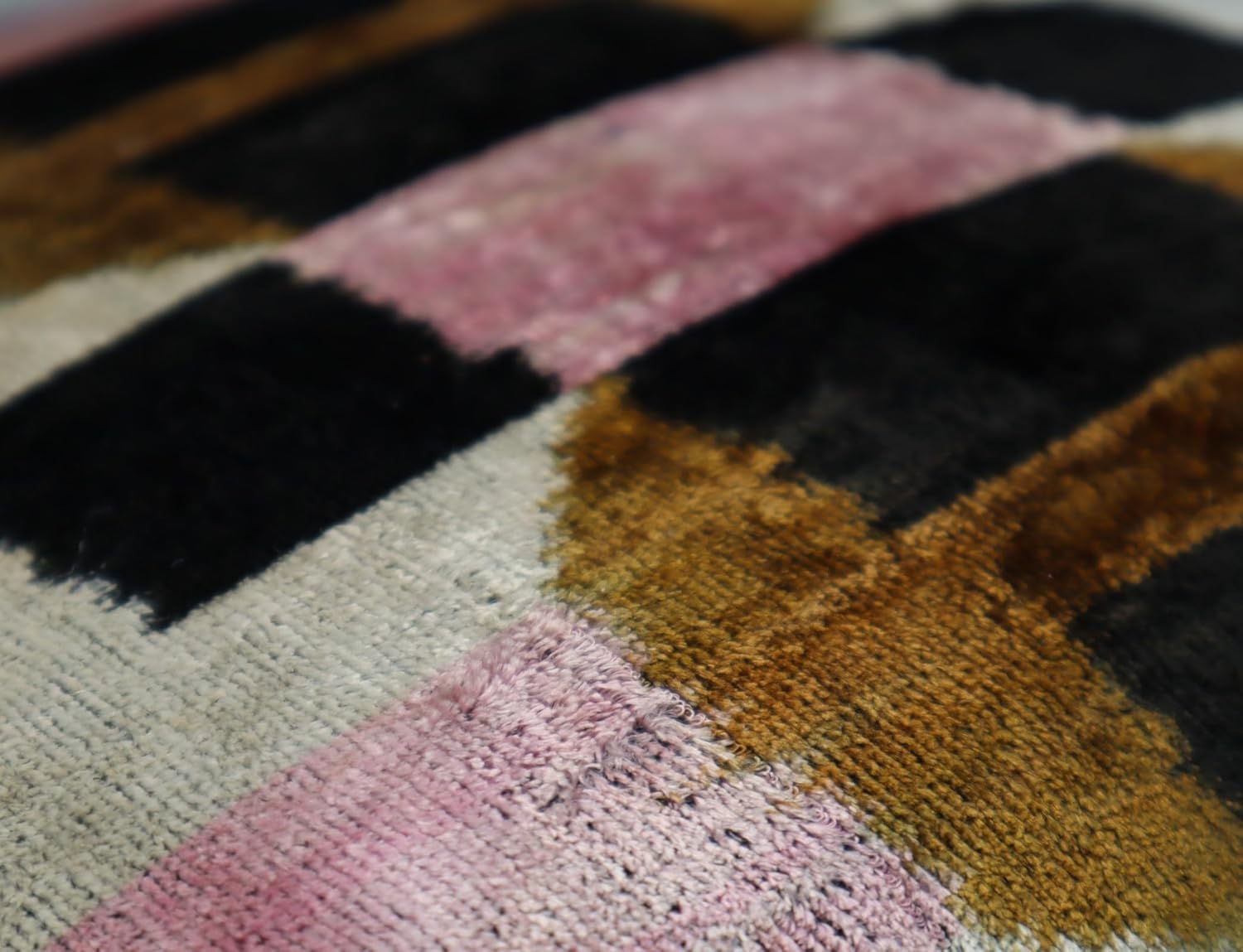 CANVELLO Pink Brown Handmade Exquisite Down Pillow Throw Cushion: Feather Pillows Elegance & Art | Decorative Iconic Throw Pillows with Ikat Design | Soft Velvet Silk (16"x16")