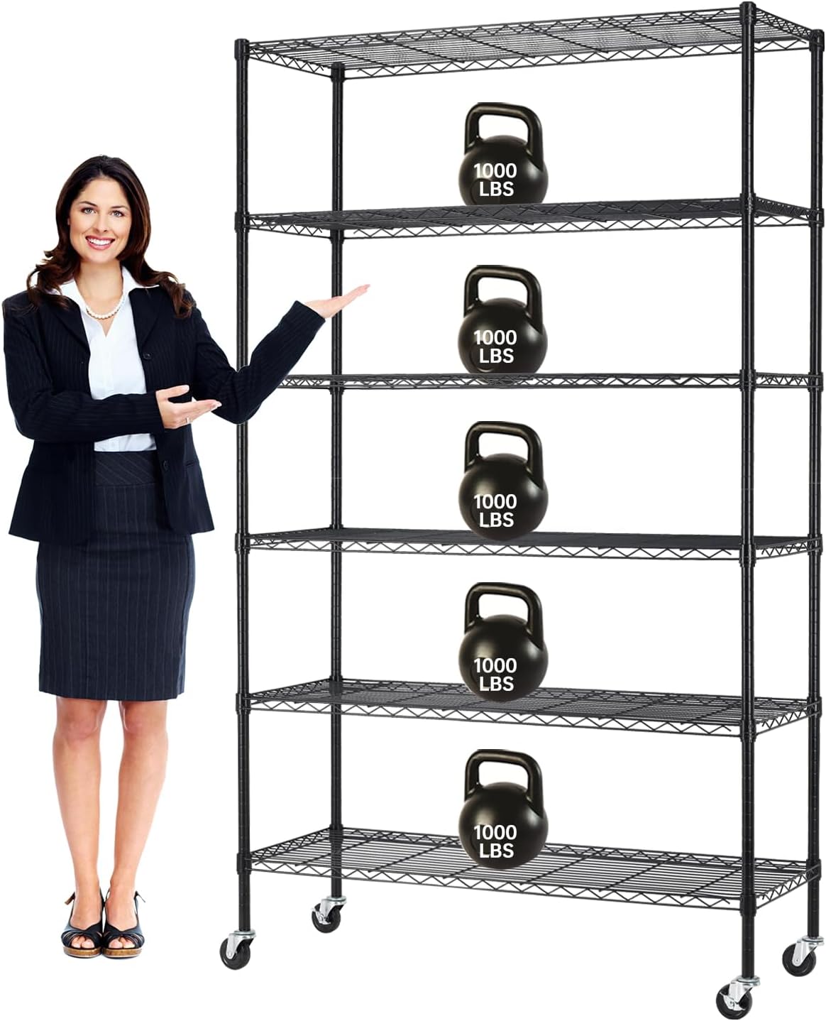 Storage shelves, 6Tier Wire Shelving Unit NSF Certified Storage Rack 18"D x 48"W x