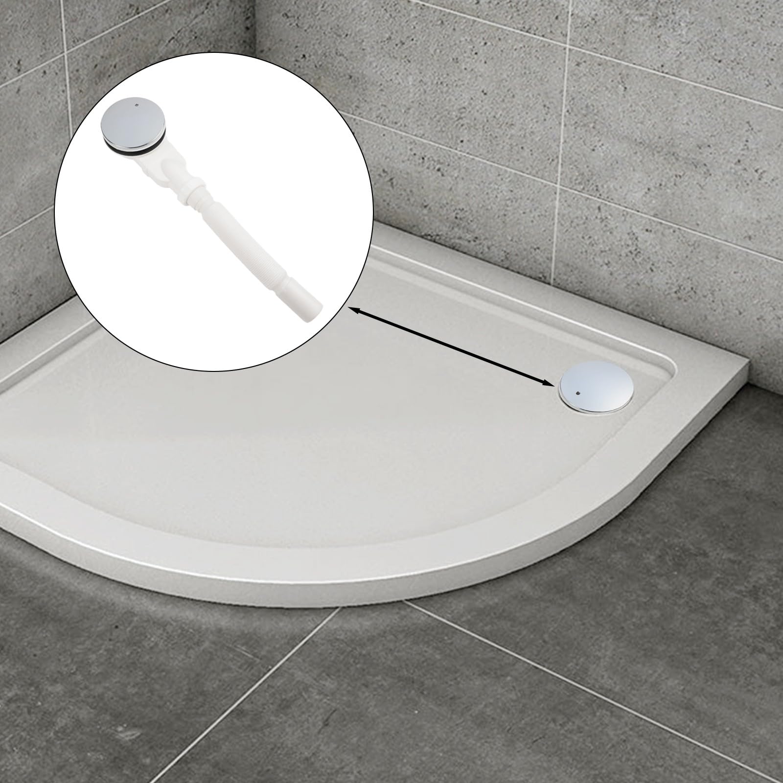 Siphon de douche fin blanc pour baignoire de 90 mm, compatible avec les bacs de douche standard, entretien facile, accessoire de salle de bain moderne, solution de drainage élégante