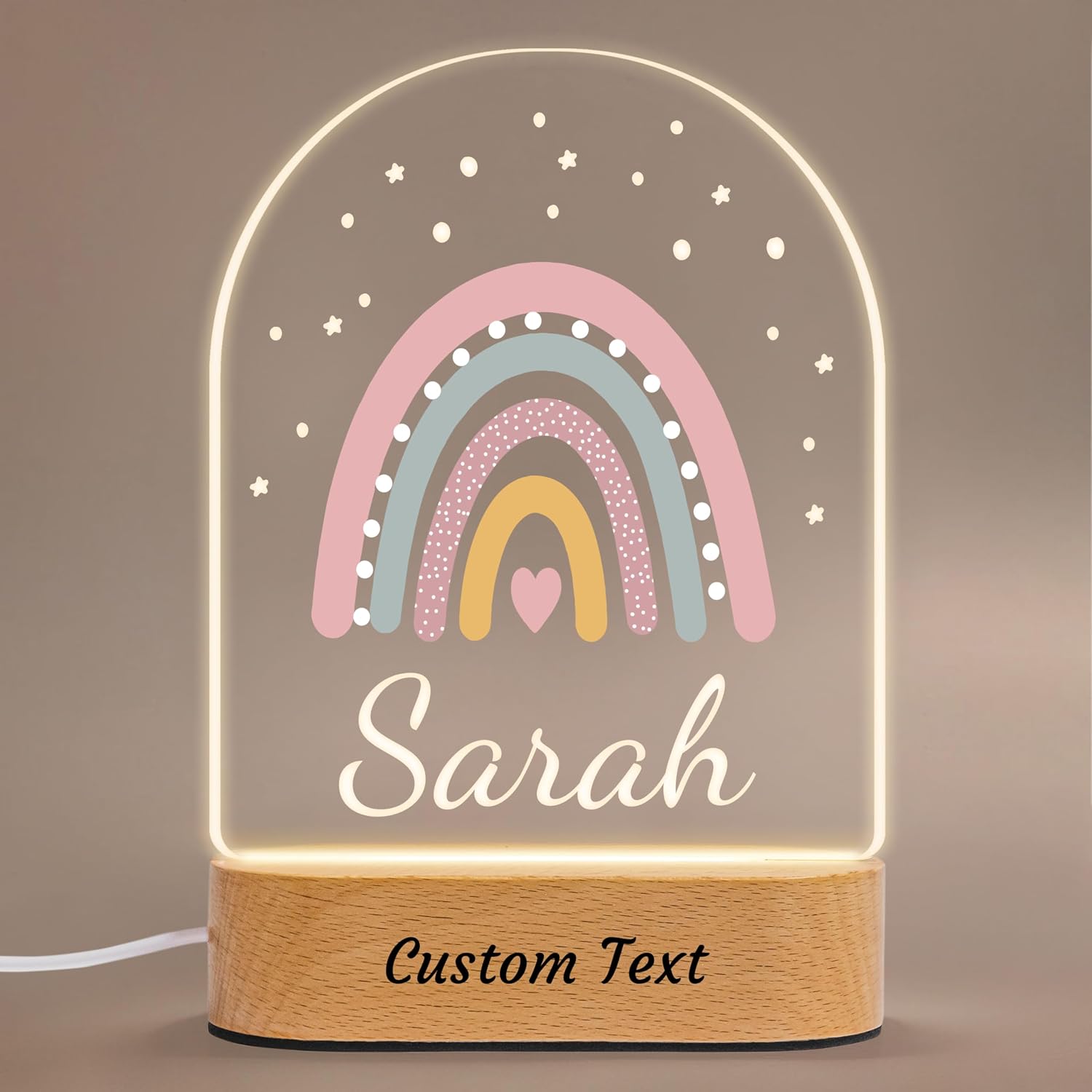 Personalized Baby Gifts Rainbow Name Night Light for Kids, Custom LED Acrylic Plaque Lamp for Toddler, Newborn Christmas Baby Shower Gifts for Girls, Children's Room Bedroom Nursery Decor