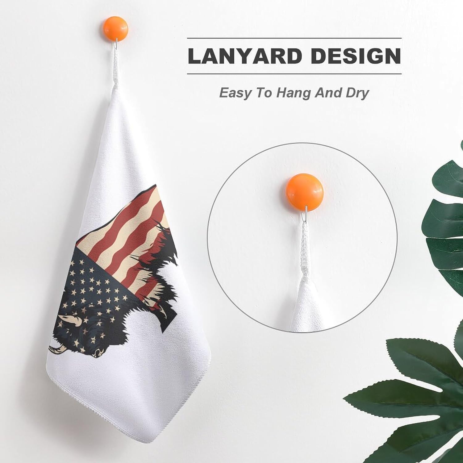 Bison U.S Flag Buffalo Towel Hand Towels Decorative Towel for Bathroom Kitchen Shower Gym 4PCS