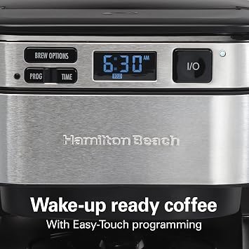 Hamilton Beach Programmable Coffee Maker, 12 Cups, Front Access Easy Fill, Black (46310) & Hamilton Beach Permanent Gold Tone Filter, Fits Most 8 to 12-Cup Coffee Makers (80675R/80675)