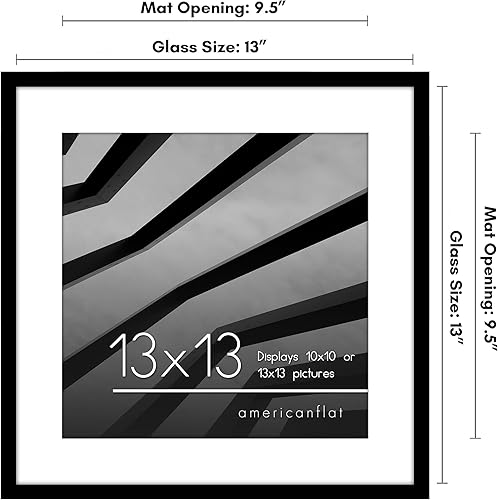 Miniatura 2 de Americanflat Marco de fotos de 13 x 13 pulgadas en color negro, para usar como marco de fotos de 10 x 10 pulgadas con paspartú o marco de 13 x 13