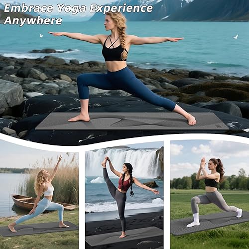 Miniatura 7 de ILILI Tapete de yoga, 72 x 25 x 0.3 pulgadas, antideslizante, tapete de ejercicio de elastómero termoplástico, inodoro y resistente al desgarro, con