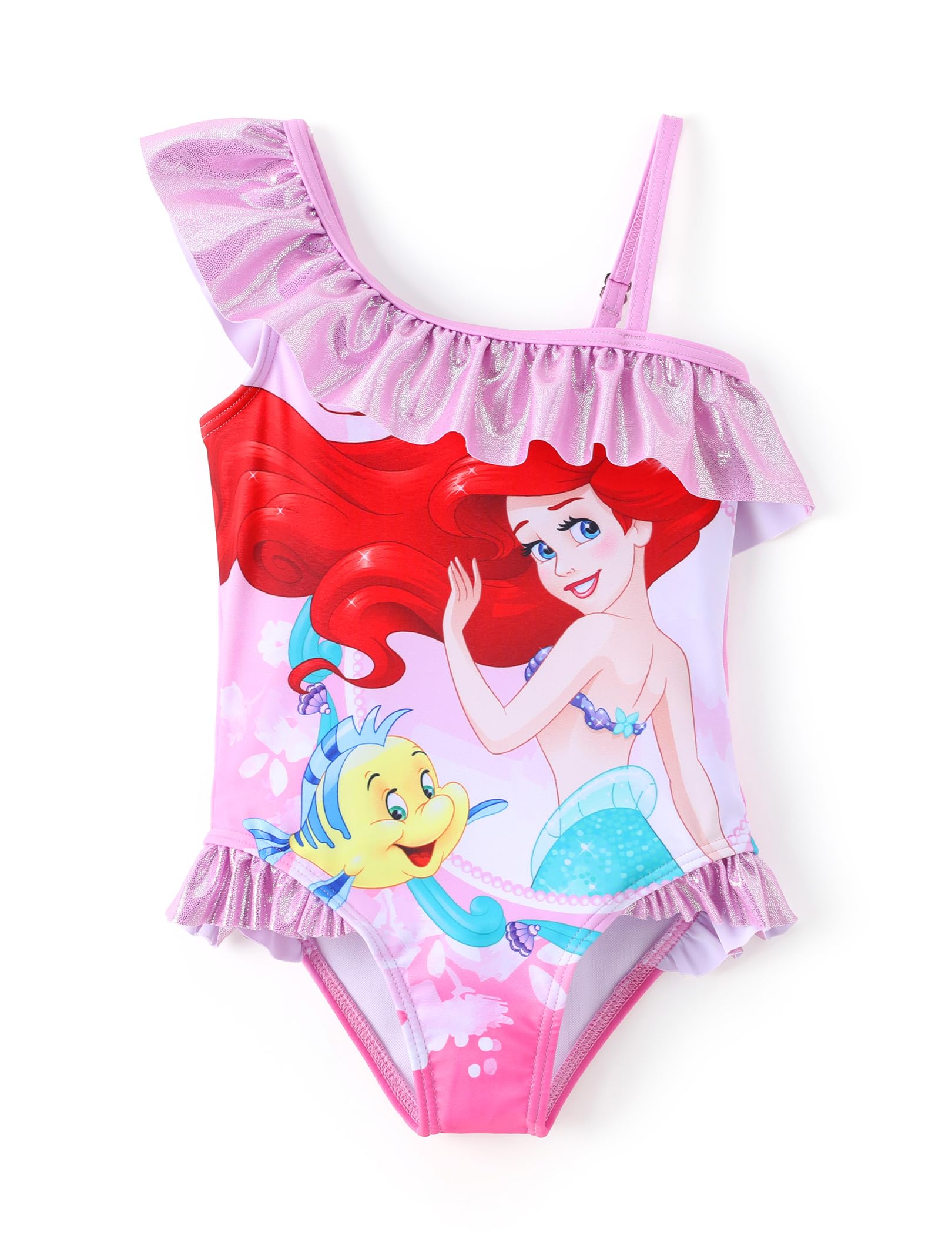 Disney Stitch Frozen Minnie Mouse Girls Swimsuits Ruffle One Piece Bathing Suits Beach UPF 50 Swimwear Quick Dry Size 2-13Y