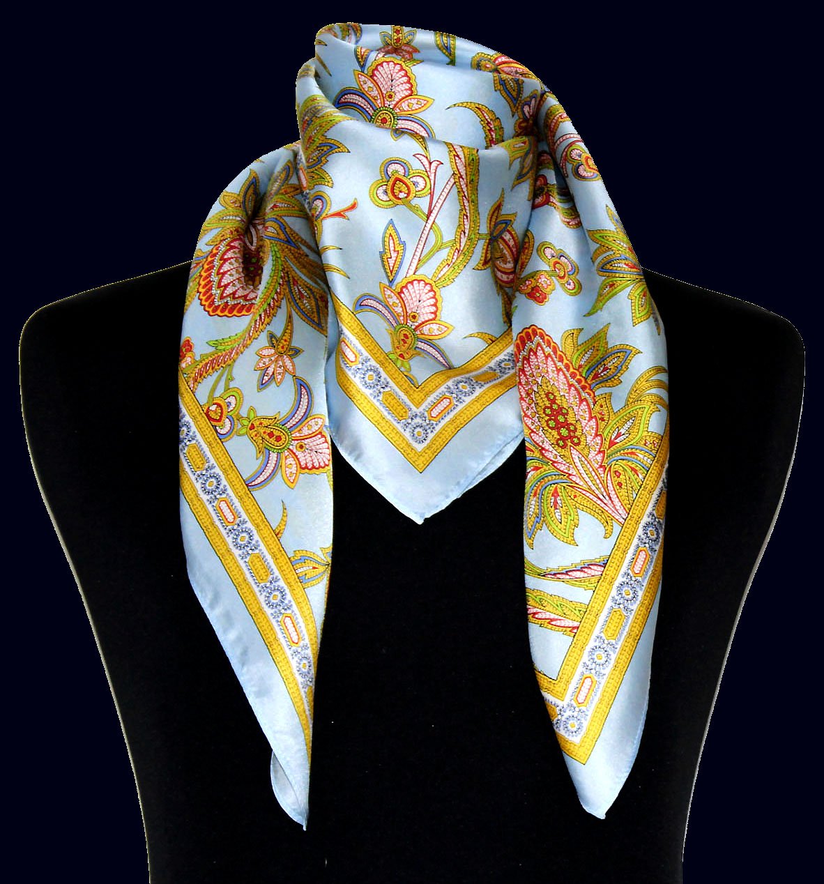 Lorenzo Cana Designer Damentuch aus 100% Seide, Halstuch mehrfarbig, Kopftuch, 90 cm x 90 cm