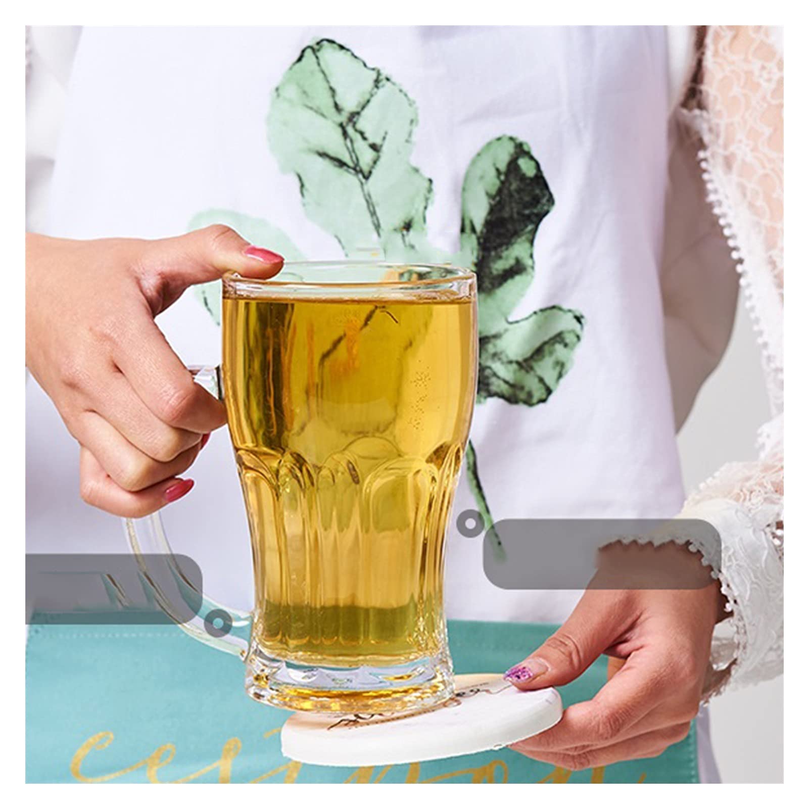 Biergläser Gefrierschrankglas Bier Becher Biergläser mit Griff Klarer Kühler Gefrierfach Tasse for Biermilchsaft und mehr 17 oz Set von 2 Bierkrug