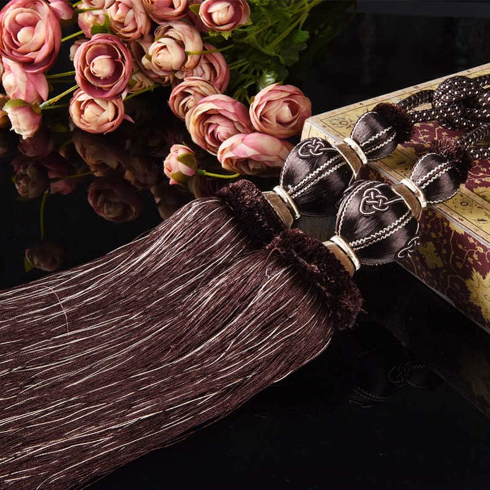 Curtain Tiebacks,Curtain Ties for Drapes,Retro Braided Curtain Tassel Tieback for Living Room Office Window Drapery Holdback Rope Luxury Window Treatment,Grey-OneSize (Dark Coffee OneSize)