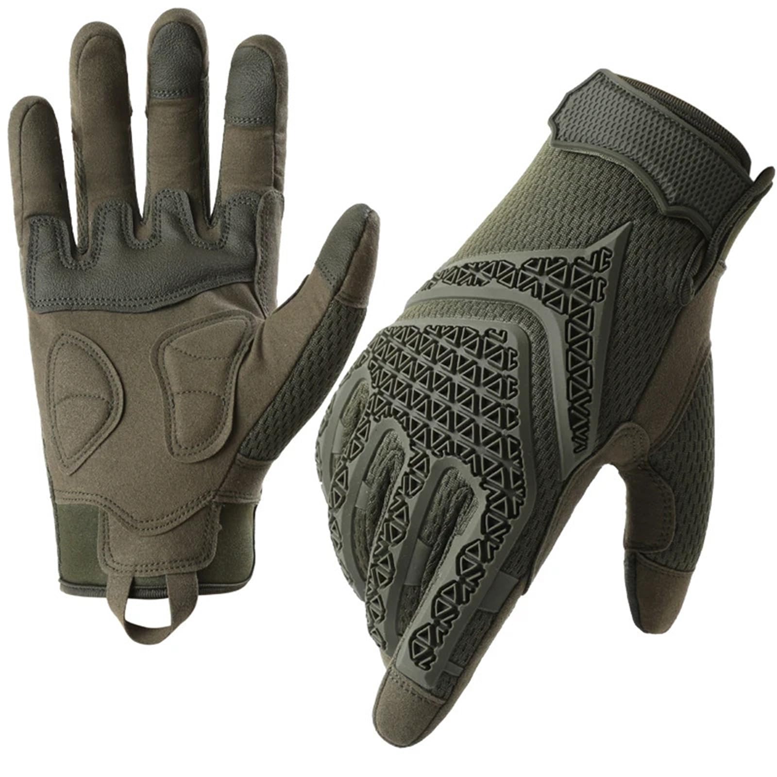 Guantes de e resistentes, transpirables y anticorte, compatibles con pantallas táctiles, goodes for escalada, deportes motociclismo. Dedos completos Excelente Comodidad(Military green,XL)